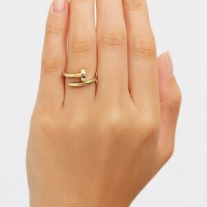 Gold Nail Wrap Fashion Ring Size 7 & 9 Statement Jewelry